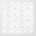 Vintage chic gray white abstract floral damask pattern Leinwanddruck