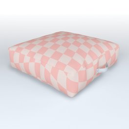 Check VII - Pink Twist — Checkerboard Print Outdoor Floor Cushion