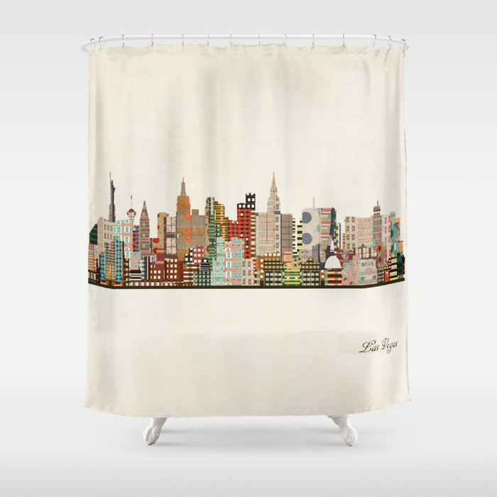 las vegas skyline Shower Curtain by bri.buckley