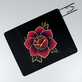 Red Rose Tattoo American Traditional Picnic Blanket