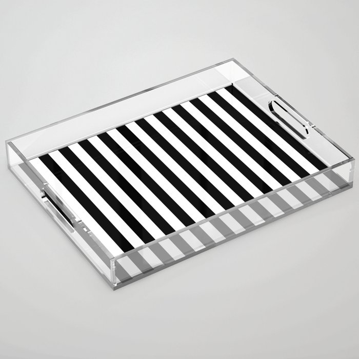 Black and white vertical stripes | Classic cabana Stripe Acrylic Tray