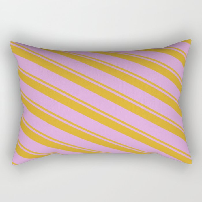 Goldenrod & Plum Colored Stripes Pattern Rectangular Pillow