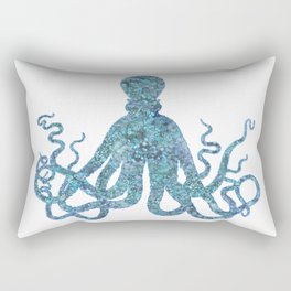 Blue Turquoise Shimmering Octopus Rectangular Pillow