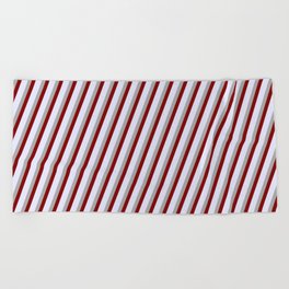 [ Thumbnail: Dark Gray, Maroon, and Lavender Colored Lines/Stripes Pattern Beach Towel ]