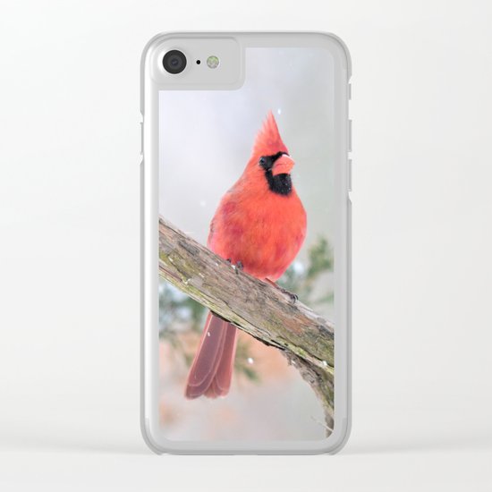 "Say What?" (Northern Cardinal) Clear iPhone Case
