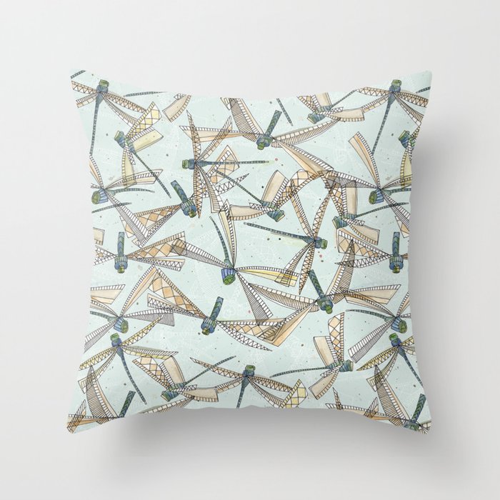 watercolor dragonflies Throw Pillow