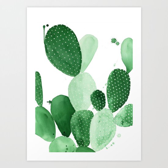 Green Paddle Cactus II Art Print