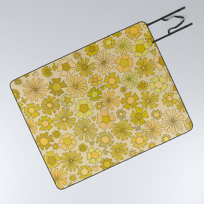 flower power // retro flower pattern by surfy birdy Picnic Blanket