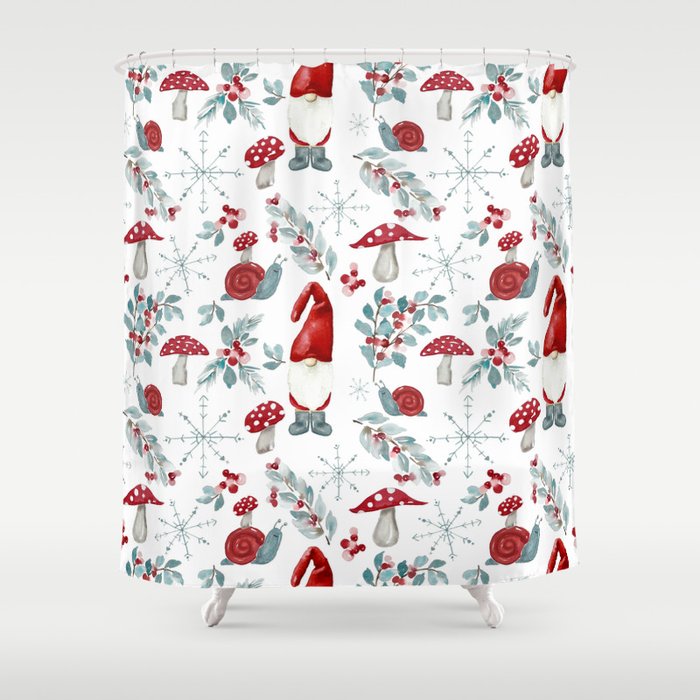 Gnome For The Holidays - Christmas Pattern Shower Curtain