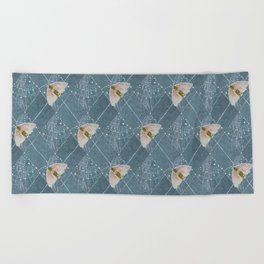 Moths in the web, covered in dew Argyle Beach Towel