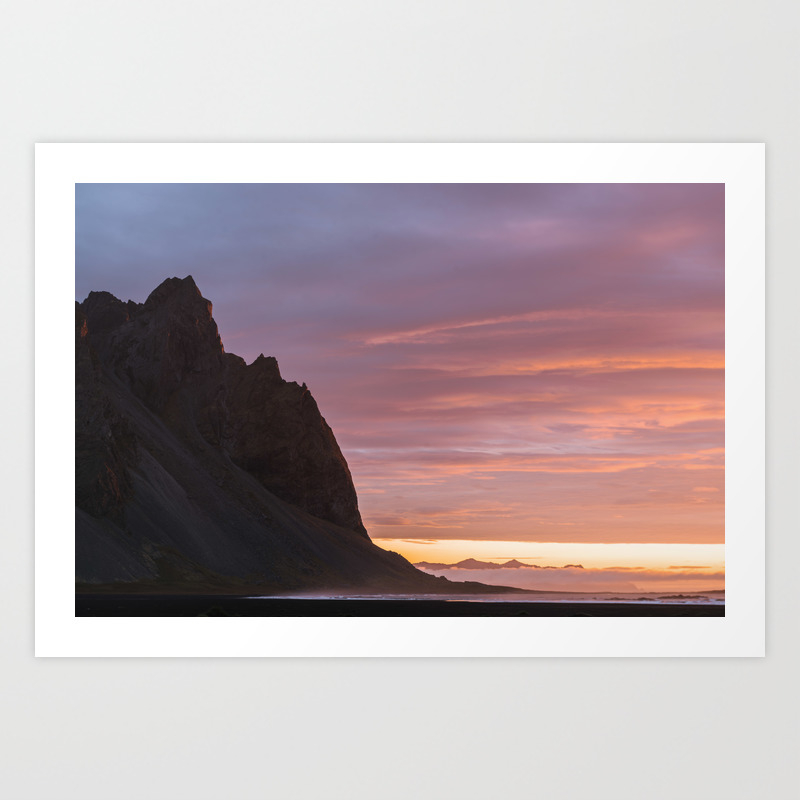 Sunrise At Stokksnes Mountain Beach In Iceland Landscape Photography Art Print By Regnumsaturni Society6