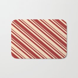 [ Thumbnail: Brown & Bisque Colored Lined Pattern Bath Mat ]