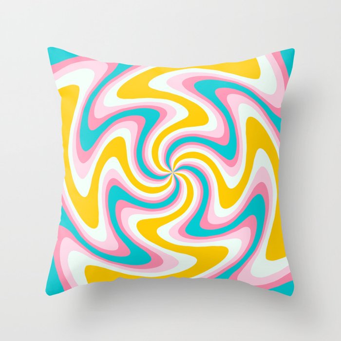 Abstract Colorful Swirl Retro 70s Throw Pillow