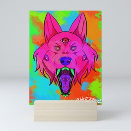 Crazy Pink Wolf Mini Art Print