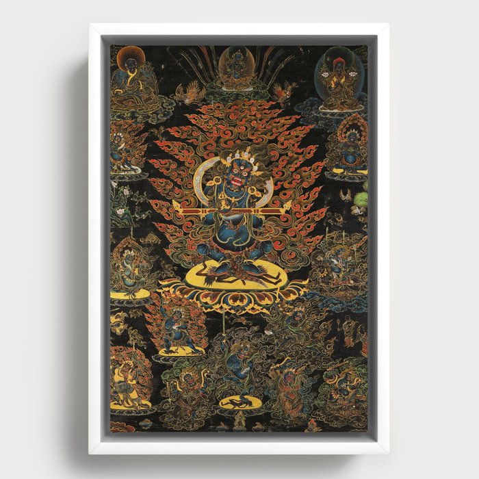 Mahakala Buddhist Protector Panjarnata Lord of the Pavilion 1700s Framed Canvas