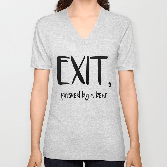 Exit, pursured by a bear - Shakespeare V Neck T Shirt
