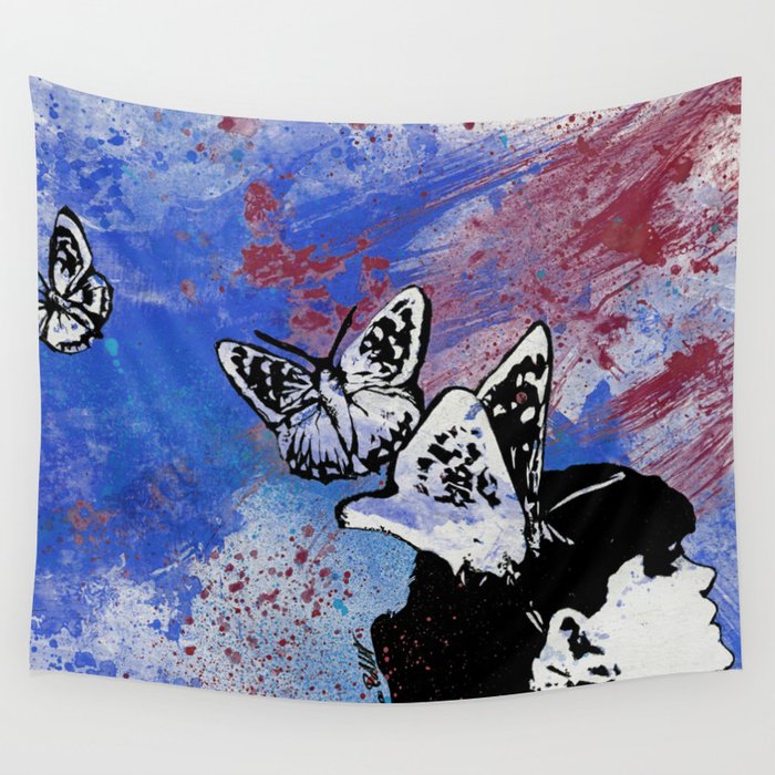 Long Gone Whisper Iii Blue Butterfly Girl Spray Paint Graffiti