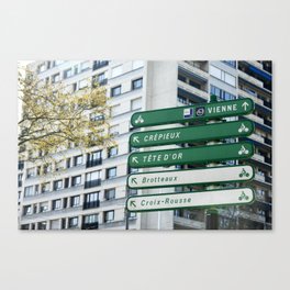 Bicycle love | Cycling paths for bike lovers in Lyon | Viarhona sign, Rhone Cycle Route Canvas Print