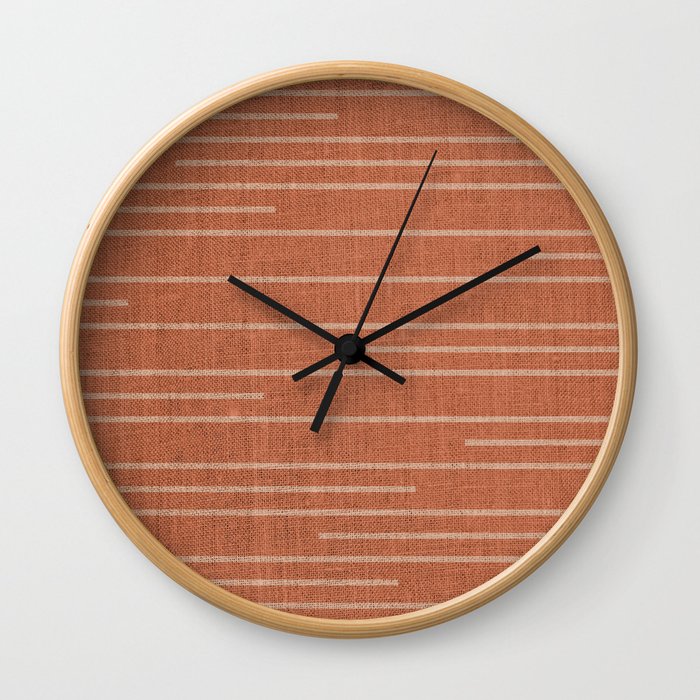 Geometric Art, Colorful Stripes, Terracotta Wall Clock