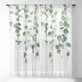 Eucalyptus Watercolor 2  Sheer Curtain