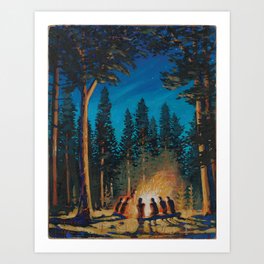 campfire gathering Art Print