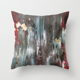 Brush Stroke Abstract Art Black and Red Throw Pillow
