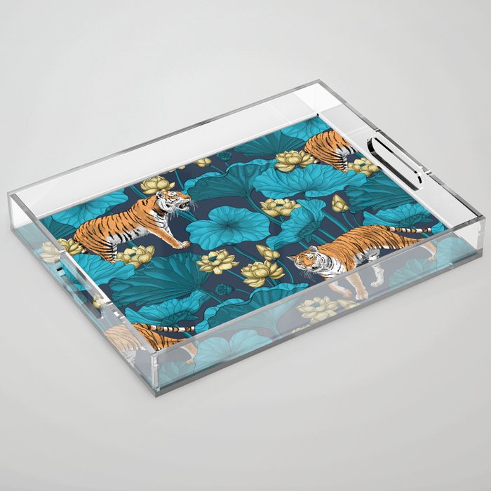 Tigers in the lotus pond Acrylic Tray