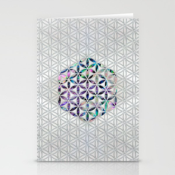 Flower of life Abalone shell on pearl Stationery Cards
