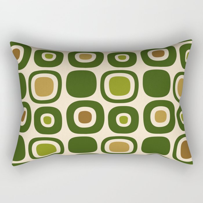 Mid Century Modern Modern Organic Shapes Pattern 321 Green Rectangular Pillow