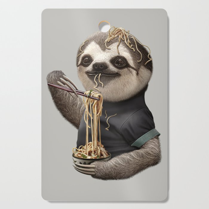 SLOTH EATING NOODLE Cutting Board