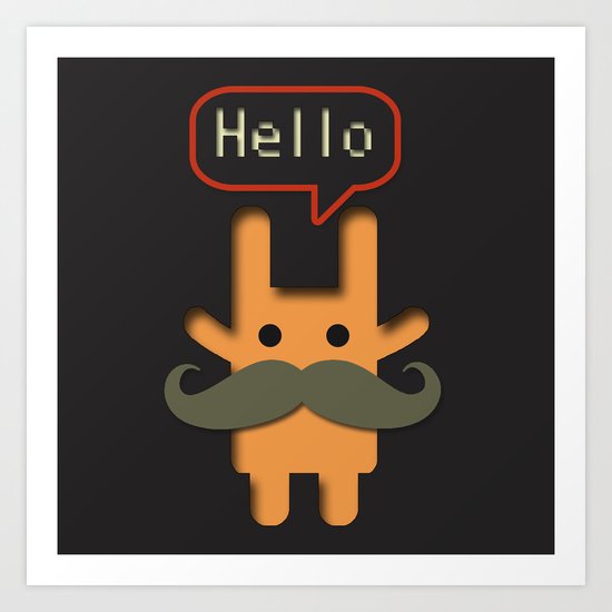 Hello Mustache Art Print