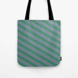 [ Thumbnail: Light Slate Gray and Sea Green Colored Striped/Lined Pattern Tote Bag ]