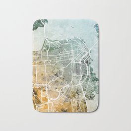 San Francisco City Street Map Bath Mat | Sanfrancisco, 3001, Sanfranciscoposter, Streetmap, Mappainting, Painting, Watercolor, Citymap, Michaeltompsett, Sanfranciscoprint 