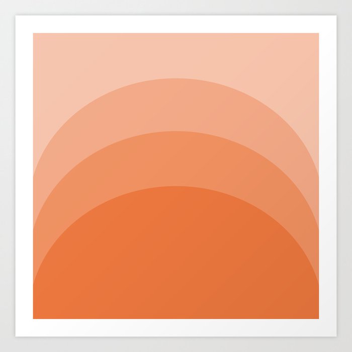 Four Shades of Orange Curved Art Print