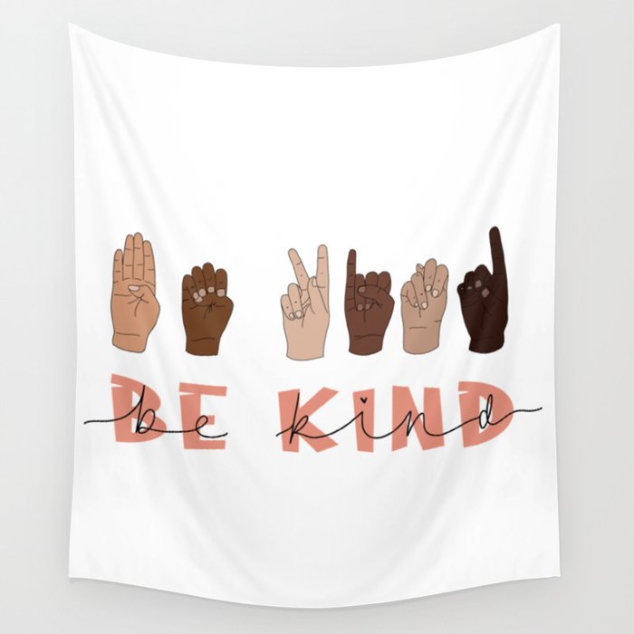 Be Kind Sign Language Wall Tapestry