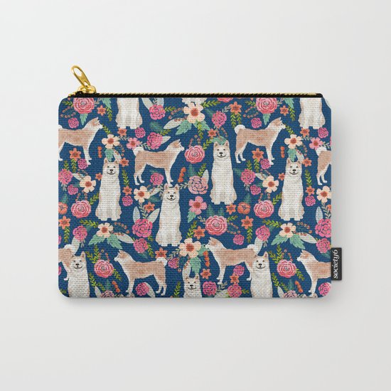 Akita dog pattern florals cute dog portrait pet friendly dog breeds akitas Carry-All Pouch