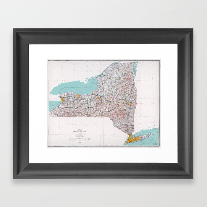 Map of the State of New York (1976) Framed Art Print