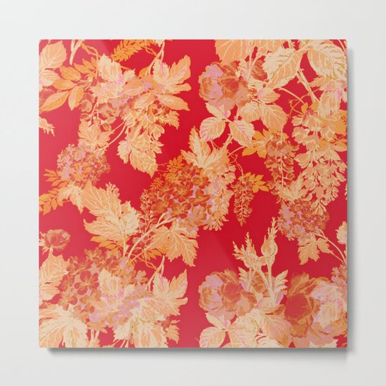 gold and red floral Metal Print