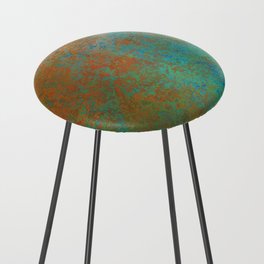 Vintage Teal and Copper Rust Counter Stool