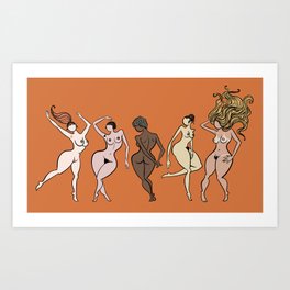 naked girl of all races Art Print