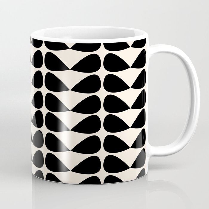 Mod Leaves Mid Century Modern Abstract Pattern in Black and Almond Cream Coffee Mug