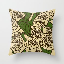 Lemon & Lime Bush Roses Throw Pillow