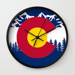 Colorado Flag Wall Clock | Flag, Mountain, Modern, Digital, Cabin, Coloradoflag, Skiing, Trees, Colorado, Tree 