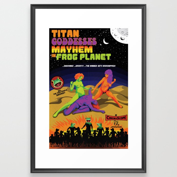 Titan Goddesses Mayhem In Frog PLanet Framed Art Print
