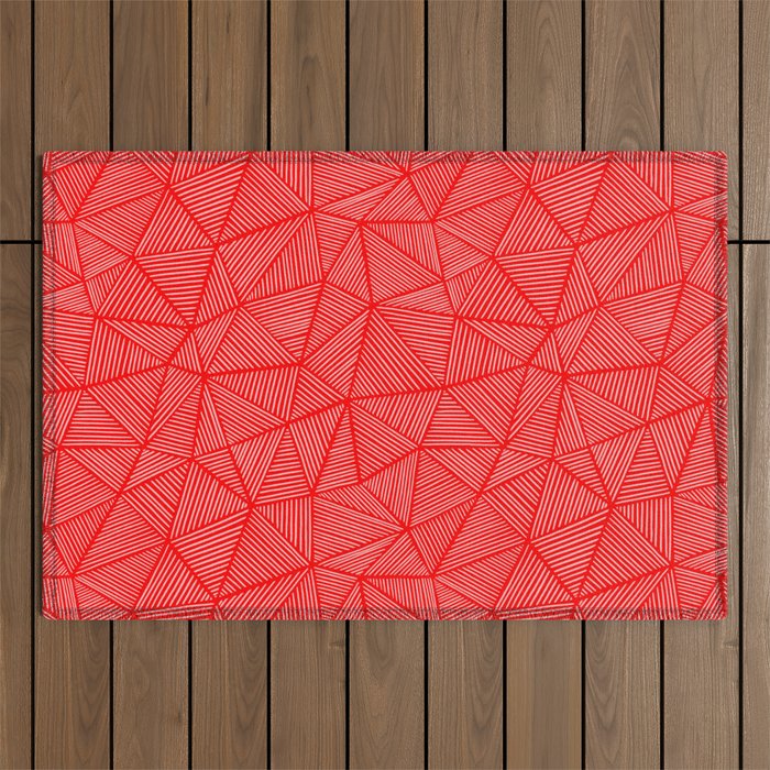 Scarlet Triangle Lines Outdoor Rug