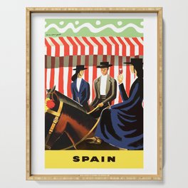 1955 SPAIN Equestrian Travel Poster Serving Tray