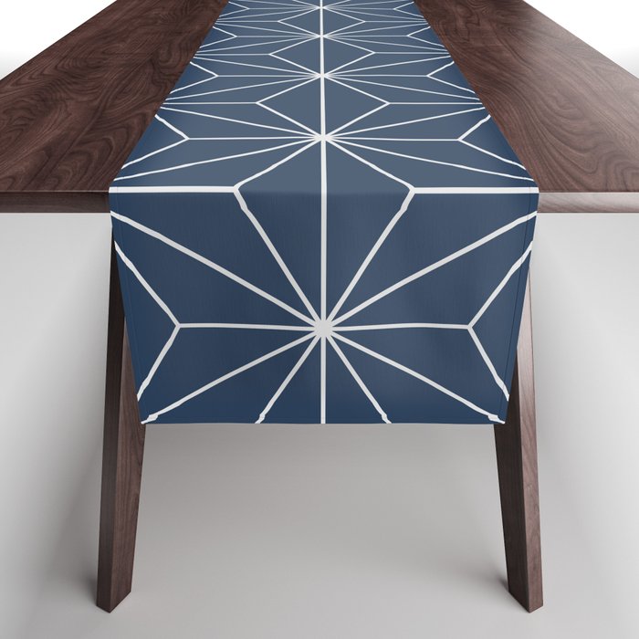 Geometric Stars pattern blue Table Runner