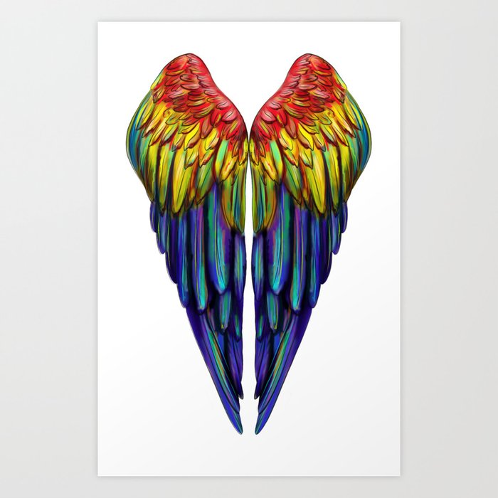 Macaw parrot wings. tropics.  Art Print