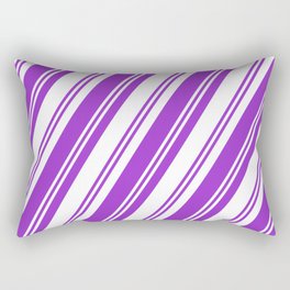 [ Thumbnail: Dark Orchid & White Colored Lined/Striped Pattern Rectangular Pillow ]