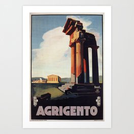 Vintage 1920s Agrigento Italian travel ad Art Print